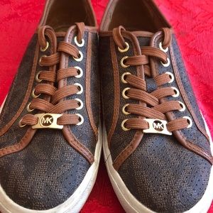 Michael Kors Brown and Gold Sneakers